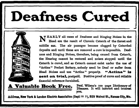 Advertisement for Actina, Health magazine, December 31, 1903.