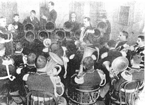 The U.S. Marine Band recording a phonogram, 1891 (Library of Congress Sounds Division) 