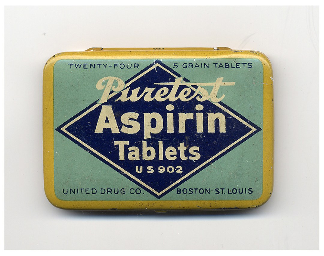 "Purest Asprin Tablets," (after 1921), made by the United Drug Company. National Museum of American History, Kenneth E. Behring Center