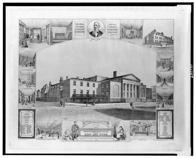 The Pennsylvania Institute for the Deaf and Dumb. Lithograph by James S. Reider,  c1880. 
